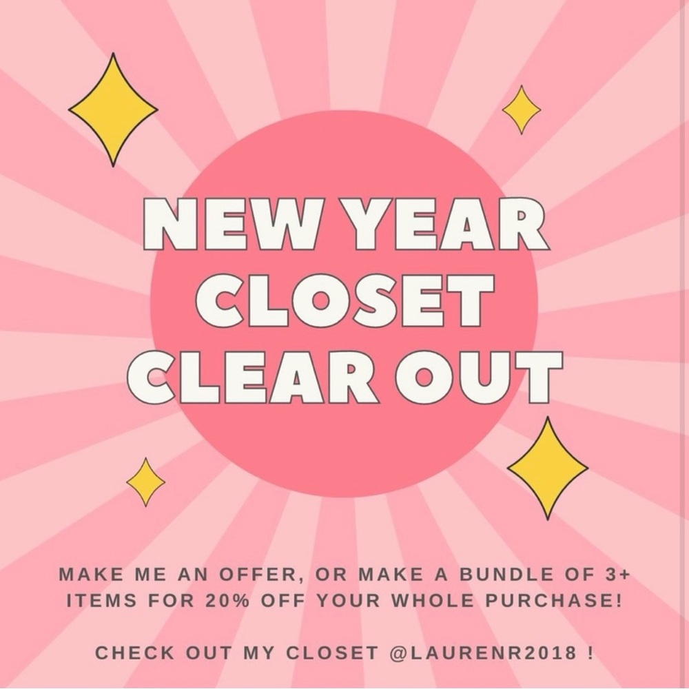 NEW YEAR CLOSET CLEAR OUT! 20% OFF 3+ ITEMS! OPEN TO OFFERS!